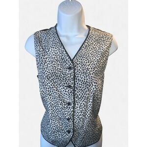 Spencer Jeremy Black And White Animal Print Silk Tie-back Vest